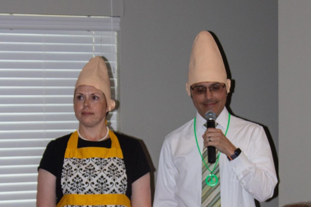 Sarah Kieffner and Dan Kassis as the Coneheads at Pull-Tight Players' 53rd annual Knot Awards Banquet